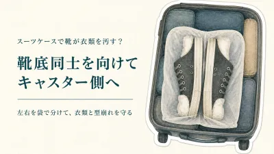 スーツケースに靴はどう入れる？汚れ移りと型崩れを防ぎ、使用済みの靴を分ける詰め方