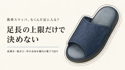 携帯スリッパ 大きいサイズを比較｜機内でむくんだ足は前開きと履き口で選ぶ