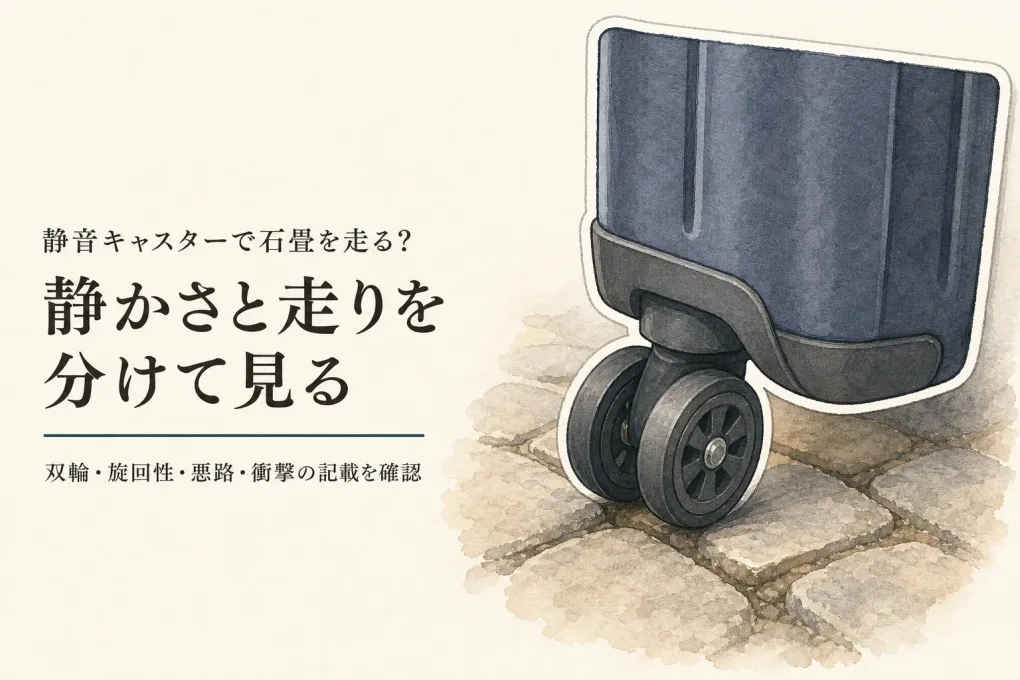 静音キャスターのスーツケースは石畳で走らせやすい？双輪・段差の確認方法