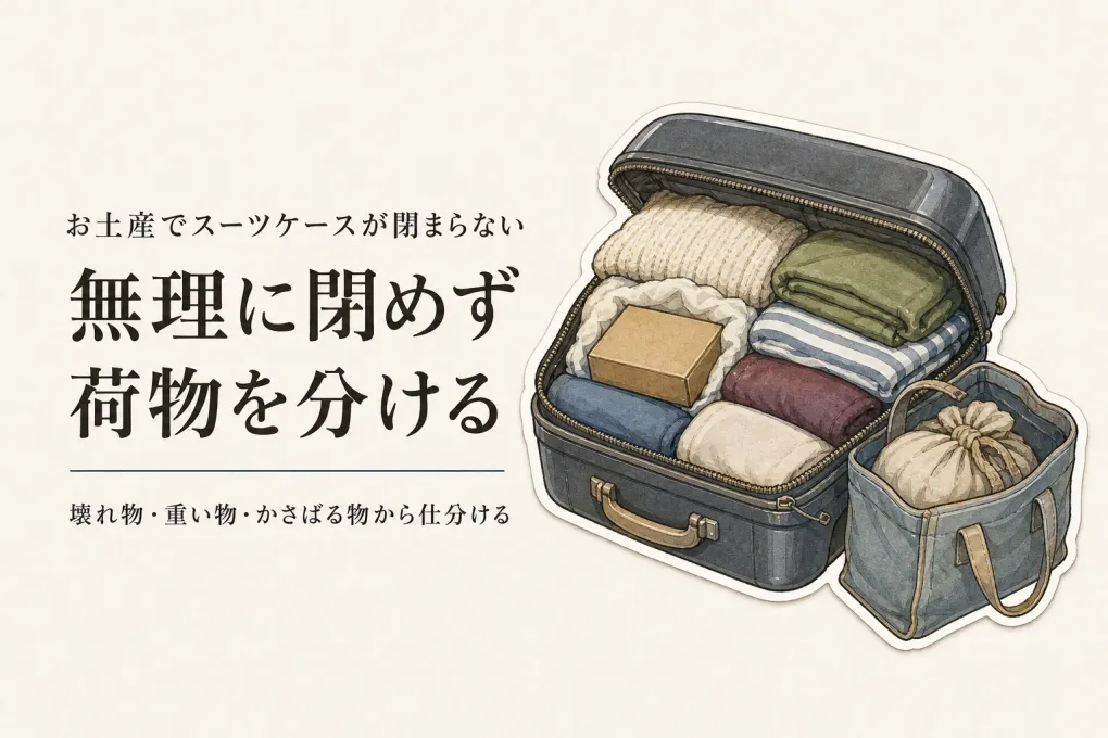 スーツケースが閉まらない｜お土産が増えた帰りにファスナーを無理に閉めない詰め方