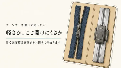 スーツケースはファスナー式とフレーム式のどっち？防犯・重量・開閉スペースを比較