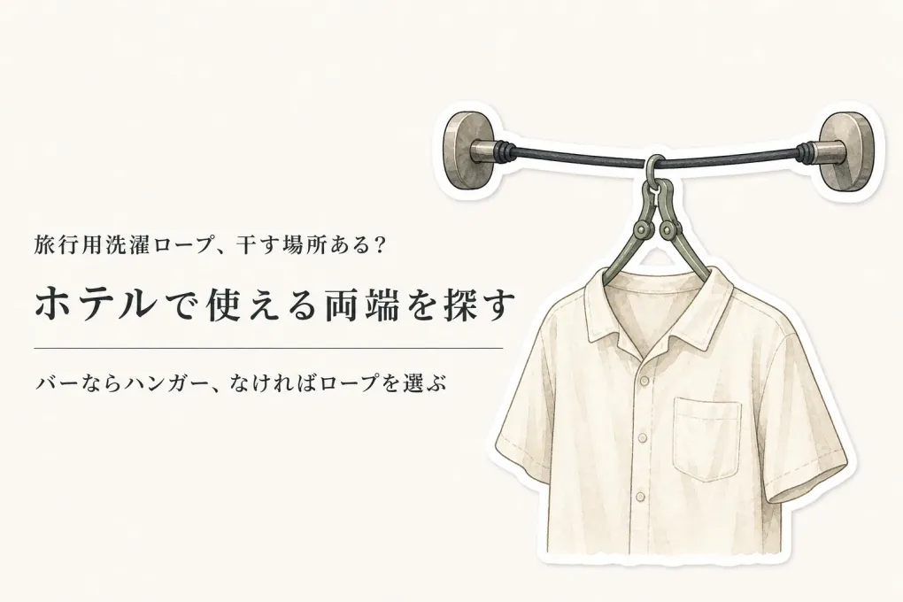 旅行の洗濯ロープと折りたたみハンガーはどっち？ホテルに干す場所を作る選び方
